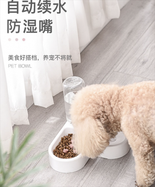 心型 旺财 喵星人 喝水器 饮水带水瓶双碗